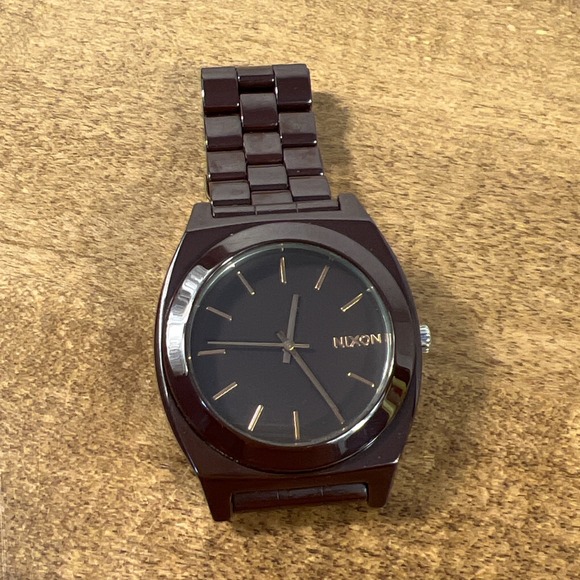 Nixon Men\'s The Time Teller Brown Ceramic‎ Quartz Watch - Untested Needs Battery main image 10